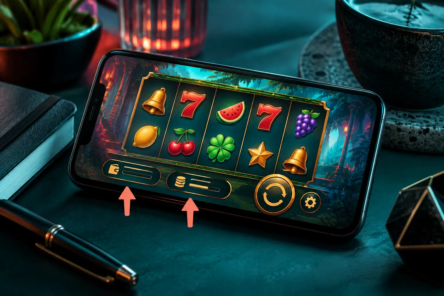 Mobil slot ekranında bakiye ve toplam bahis nerede görünür? konusunu anlatan özgün görsel